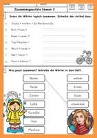 Vorschau - Arbeitsblätter - Zusammengesetzte Nomen mit Verben Arbeitsblatt Deutsch Klasse 3 - Deckblatt
