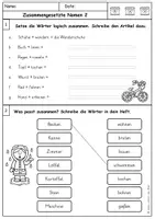 Vorschau - Arbeitsblätter - Zusammengesetzte Nomen mit Verben Arbeitsblatt Deutsch Klasse 3 - Seite 1