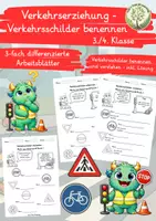 Vorschau - Arbeitsblätter - Verkehrserziehung – Materialpaket Verkehrsschilder (3./4. Klasse) - Seite 1