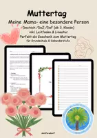 Vorschau - Arbeitsblätter - 💗Personenbeschreibung Muttertag | Muttertagsgeschenk | Deutsch | DaZ | DaF | Differenziertes Material | Grundschulen | Sekundarstufe | Aufsatz mit Leitfaden & Lineatur | ab 3. Klasse | Arbeitsblätter Muttertag | Arbeitsmaterial Muttertag - Deckblatt