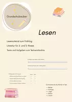 Vorschau - Arbeitsblätter - Lesen (Lesematerial zum Frühling) - Deckblatt