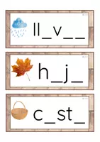 Vista previa - Tarjetas / Manipulativos - Grafía de vocales minúscula imprenta (otoño) - Portada