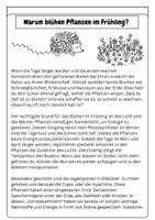 Vorschau - Arbeitsblätter - Warum blühen Pflanzen im Frühling? – Sachtext, Aufgaben & 5-Schritt-Lesemethode (mit Lösungen) | Deutsch & Biologie Klasse 5/6 - Seite 1