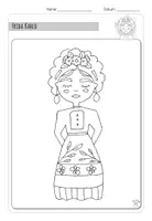 Vorschau - Mal- und Bastelvorlagen - Frida Kahlo: Ausmalbilder (Portrait) - Seite 1