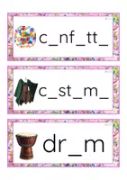 Vista previa - Tarjetas / Manipulativos - INGLÉS - Grafía de vocales minúscula imprenta (carnaval) - página 1