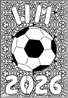 Vorschau - Mal- und Bastelvorlagen - Fußball WM 2026 Ausmalbilder – Mandala & Doodle Stil | Malvorlagen | Grundschule - Seite 1