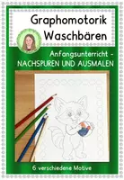 Vorschau - Mal- und Bastelvorlagen - Materialpaket Waschbärenklasse Klassentier Waschbär - Seite 1
