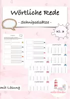 Vorschau - Arbeitsblätter - Wörtliche Rede Schnipselsätze Spiel Klasse 3 - Deckblatt