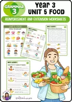 Vista previa - Hojas de trabajo - Grammar 3 (Unit 5: Food) - Portada
