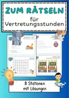 Vorschau - Arbeitsblätter - Deutsch: 8 Stationen mit Rätselaufgaben - Deckblatt