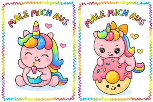 Aperçu - Jeux - Einhorn zum Ausmalen – Kawaii Malbuch für Kinder - Page 1