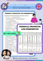 anteprima - Esercizi - PERSONAL PRONOUNS AND POSSESSIVES – Chart & Worksheet - Pagina di copertina