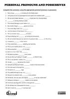 anteprima - Esercizi - PERSONAL PRONOUNS AND POSSESSIVES – Chart & Worksheet - Pagina 2