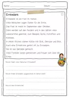 Vorschau - Arbeitsblätter - Sachtext Erntedank - Seite 1