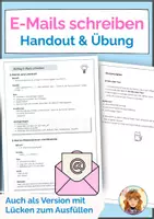 Vorschau - Arbeitsblätter - E-Mails schreiben – Handout & Übung (formell & informell) | Deutsch oder TC Sekundarstufe I - Deckblatt