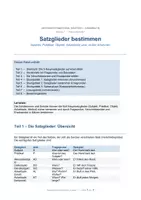 Vorschau - Stundenentwürfe - Satzglieder bestimmen – Klasse 7 | Subjekt Prädikat Objekt Adverbiale | Übungsblätter, Lösungen & Bewertungsraster - Deckblatt