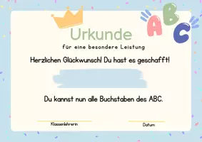 Vorschau - Poster - Urkunde Buchstabentag Königin König - Deckblatt