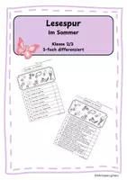 Vorschau - Stationenlernen - Lesespur | Im Sommer | 3 fach differenziert | Klasse 2/3 - Deckblatt