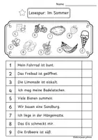 Vorschau - Stationenlernen - Lesespur | Im Sommer | 3 fach differenziert | Klasse 2/3 - Seite 1