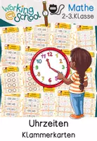 Vorschau - Stationenlernen - Uhrzeit Klammerkarten | Mathematik Grundschule Klasse 1-2 - Deckblatt