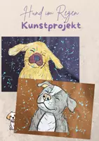 Vorschau - Mal- und Bastelvorlagen - Hund im Regen, Kunstprojekt, Haustier - Deckblatt