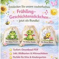 Vorschau - Bildkarten - Frühlings Geschichtensäckchen PDF Bundle | Bildkarten Kindergarten Kita | Mitmachgeschichten Frühling | Sprachförderung Vorschule | Morgenkreis Material Kinder - Deckblatt