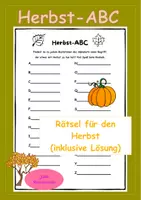 Vorschau - Arbeitsblätter - Herbst-ABC: Wörtersuche zum Thema "Herbst" - Herbsträtsel - Deckblatt