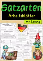 Vorschau - Arbeitsblätter - Satzarten, Satzzeichen, wörtliche Rede Arbeitsblätter mit Lösung Deutsch Klasse 4, 5 - Deckblatt