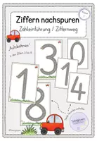Vorschau - Aufgabenkarten - Ziffernweg: Ziffern nachfahren/nachspuren (Autobahn) - Deckblatt