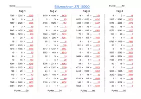 Vorschau - Arbeitsblätter - Bündel ZR10000 Blitzrechnen - Grundschule - Seite 3