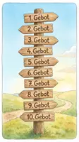 Vorschau - Bildkarten - Religion | 10 Gebote Wegweiser | Freebie | Grundschule | Förderschule | Sekundarstufe I | Klasse 1-5 - Seite 1
