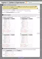 Vorschau - Arbeitsblätter - Programmieren mit Pyhon: Zahlen (int, float) & Operatoren - Seite 1