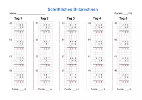 Vorschau - Arbeitsblätter - schriftliche Subtraktion ZR1000 Blitzrechnen III - Seite 2