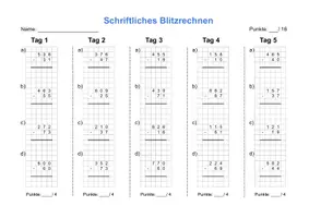 Vorschau - Arbeitsblätter - schriftliche Subtraktion ZR1000 Blitzrechnen IV - Deckblatt