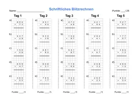 Vorschau - Arbeitsblätter - schriftliche Addition ZR1000 Blitzrechnen IV - Seite 1