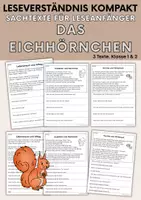 Vorschau - Arbeitsblätter - Das Eichhörnchen - Sachtexte für Erstleser | Leseverständnis Klasse 1 & 2 - Deckblatt