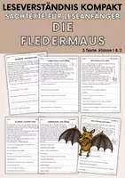 Vorschau - Arbeitsblätter - Die Fledermaus - Sachtexte für Erstleser, Leseverständnis Klasse 1 & 2 - Deckblatt