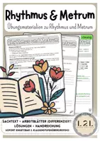Vorschau - Arbeitsblätter - Metrum und Vers - dreifach differenziertes Übungsmaterial - Sachtext, Arbeitsblätter und Lösungen - Sekundarstufe 1 - ab Klasse 5 - Deckblatt