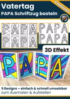 Vorschau - Mal- und Bastelvorlagen - Vatertag basteln – PAPA Schriftzug zum Ausmalen & Aufstellen | 3 Designs - Deckblatt