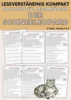 Vorschau - Arbeitsblätter - Der Schneeleopard - Sachtexte für Erstleser | Leseverständnis Klasse 1 & 2 - Deckblatt