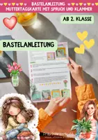 Vorschau - Mal- und Bastelvorlagen - Muttertagskarte basteln: Karte mit Spruch & Mini-Klammer | Muttertag Grundschule (Kl. 2–5) | Bastelvorlage - Seite 1