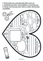 Vorschau - Arbeitsblätter - Herzblumen-Steckbrief zum Ausfüllen & Basteln - Kunst für den Muttertag - Seite 1