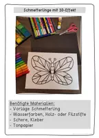 Vorschau - Mal- und Bastelvorlagen - Kunterbunte Schmetterlinge in 3D - Kunstidee, Kunst Grundschule - Seite 2
