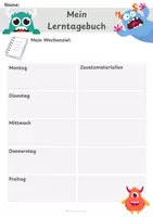 Vorschau - Arbeitsblätter - Lerntagebuch Grundschule Freebie – 2 Vorlagen | Wochenreflexion - Seite 1