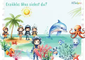 Vorschau - Bildkarten - Unterwasser Suchbild - Wimmelbild Grundschule – Meerestiere entdecken & erzählen | kostenlos - Seite 3