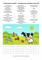Aperçu - Feuilles d'exercices - L'amitié dans la prairie (compter jusqu'à 20) (maternelle, CP) - Page 1