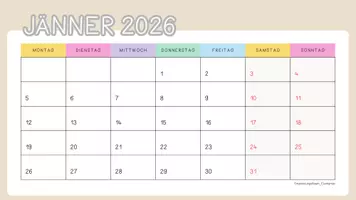 Vorschau - Poster - Kalender 2026/2027 für Kita & Schule | Monatsübersicht - Seite 2