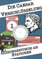 Vorschau - Arbeitsblätter - Caesar Verschlüsselung Stationenlernen Klasse 5–7 – Geheimschrift entschlüsseln - Übungen (Informatik/Kryptologie) - mit Lösungen - Deckblatt