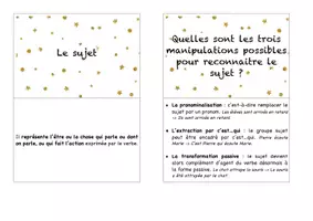 Aperçu - Fiches - Flashcards – Les fonctions grammaticales - Page 1