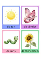 Voorbeeld - woordkaaten thema lente, met lettergrepen groep 1/2 - Voorblad